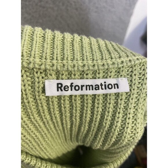 Reformation Womens Sami Cropped Sweater Pullover Green Organic Cotton Sz Medium - Picture 5 of 8
